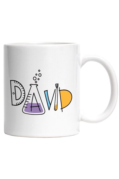 INOVATIX Персонализирана бяла чаша, Име Дейвид и Забавно послание, Любопитен,...