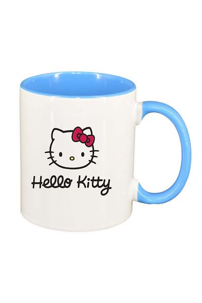 INOVATIX Cana alba personalizata, Hello Kitty, interior albastru, D839, INOVATIX®. 330ml