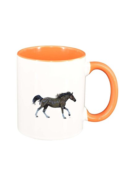 INOVATIX Персонализирана бяла чаша, Кон, оранжева вътрешност, D973, INOVATIX®...