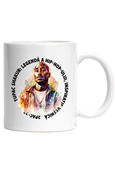 INOVATIX Personalized white mug, Tupac Shakur Message: Hip-Hop Legend, Singer, INOVATIX®. 330ml