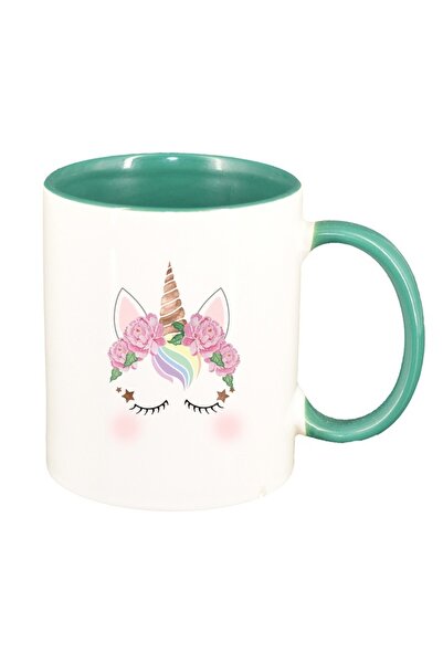 INOVATIX Cana alba personalizata, Unicorn, interior verde, D1431, INOVATIX®. ...