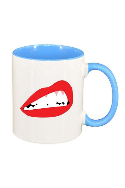 INOVATIX Personalized white mug, Red Lips, blue interior, D1020, INOVATIX®. 330ml