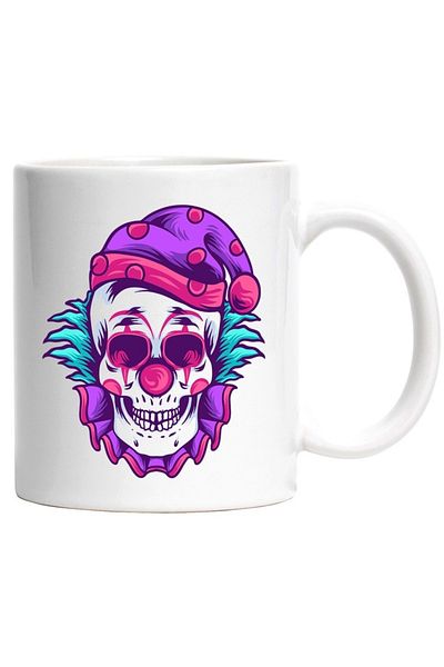 INOVATIX Personalized white mug, Skull, Fez, Wig, Clown, Costume, Horror, INOVATIX®. 330ml