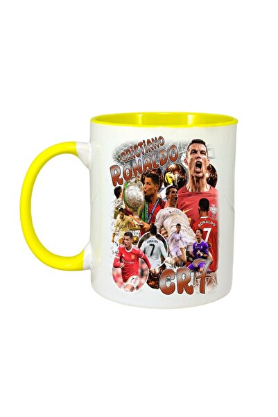 INOVATIX Cana Alba Personalizata, Cristiano Ronaldo Cr7, Maner Si Interior Galben, ®. 330ml