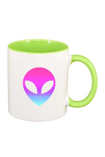 INOVATIX Personalized white mug, Alien, light green interior, D365, INOVATIX®. 330ml