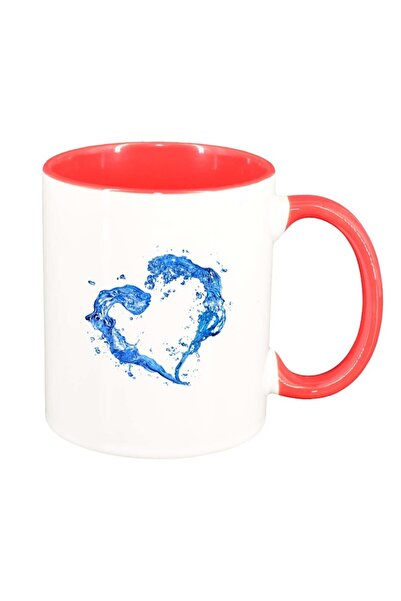 INOVATIX Εξατομικευμένη λευκή κούπα, Καρδιά, κόκκινο εσωτερικό, D235, INOVATI...