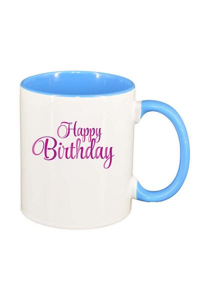 INOVATIX Cana alba personalizata, Happy Birthday, interior albastru, D389, INOVATIX®. 330ml