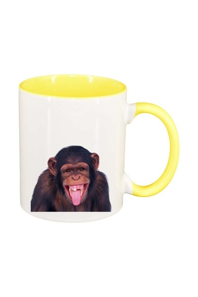 INOVATIX Cana alba personalizata, Maimuta, interior galben, D176, INOVATIX®. ...