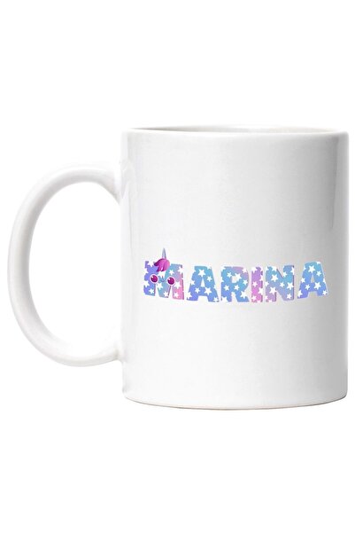 INOVATIX Персонализирана бяла чаша, Име Марина, Еднорог, Принцеса, Приказка, ...