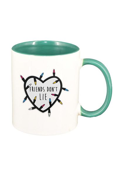 INOVATIX Cana alba personalizata, Stranger Things Friends Dont Lie, interior verde, D1292, INOVATIX®. 330ml