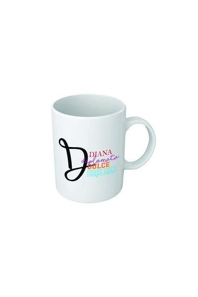 INOVATIX Personalized white mug, personalized with the initial 'D', colored, INOVATIX®. 330ml