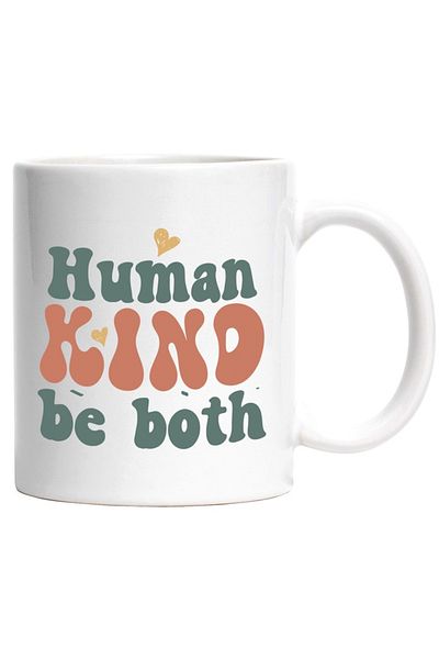 INOVATIX Personalized white mug, message that urges you to be both human and good, INOVATIX®. 330ml