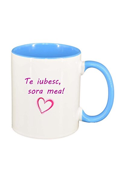 INOVATIX Cana alba personalizata, Te iubesc..., interior albastru, D1025, INO...