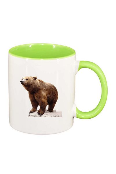INOVATIX Personalized white mug, Teddy bear, light green interior, D206, INOVATIX®. 330ml