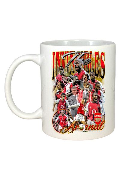 INOVATIX Cana Alba Personalizata, Arsenal Invincibles Team, Maner Si Interior Alb, ®. 330ml