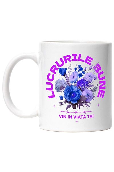 INOVATIX Personalized white mug, Colorful Flower Bouquet Good Things Are Coming Into Your Life, INOVATIX®. 330ml