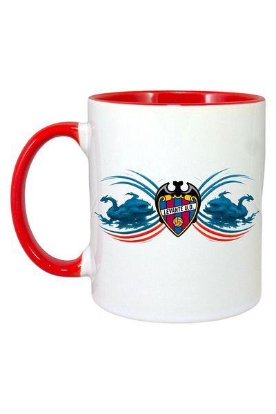 INOVATIX Personalized White Mug, Levante Ud Spain, Red Handle and Interior, ®. 330ml