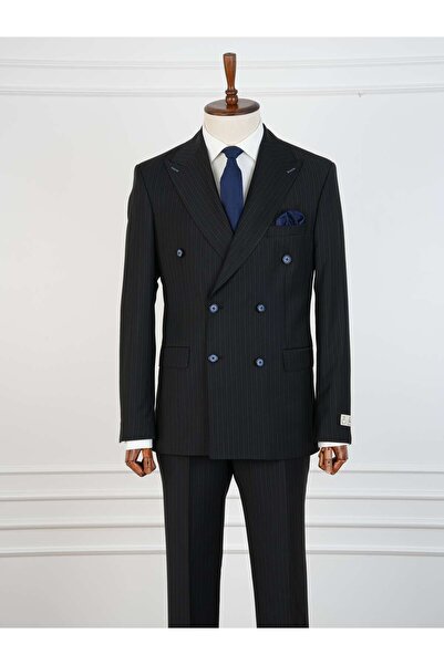 PAREZ Yünlü Kruvaze Takım Elbise Slim Fit İtalyan Stil Ceket Pantolon-XPRZCOM...