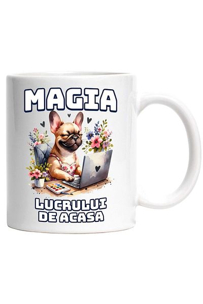 INOVATIX Personalized white mug, Dog at the Desk Calculator The Magic of Working From Home, INOVATIX®. 330ml