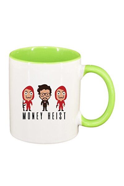 INOVATIX Cana alba personalizata, La Casa De Papel, interior verde deschis, D...