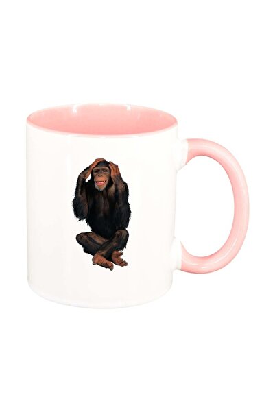 INOVATIX Cana alba personalizata, Maimuta, interior roz, D203, INOVATIX®. 330ml