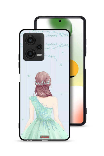 Tolwak غطاء حماية لهاتف Xiaomi Poco X5 - فتاة لطيفة ترتدي فستانًا مزهرًا