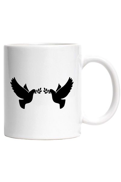 INOVATIX Personalized white mug, two doves holding 2 twigs, INOVATIX®. 330ml