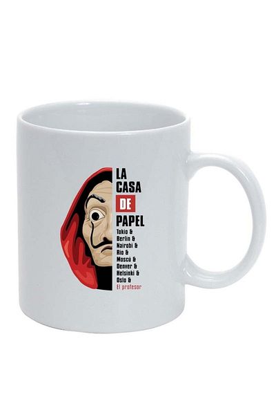 INOVATIX Personalized white mug, La Casa De Papel, white, D1306, INOVATIX®. 330ml