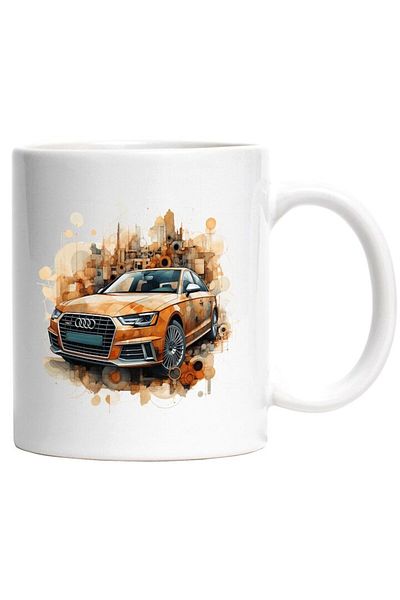 INOVATIX Personalized white mug, Car, Audi, Brand, Illustration, Geometric, INOVATIX®. 330ml