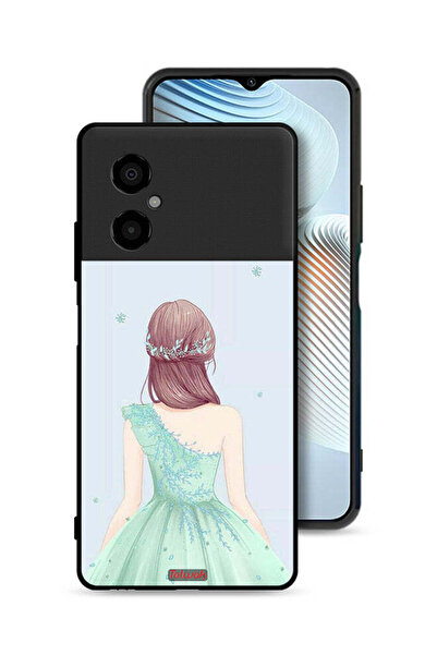 Tolwak Xiaomi Poco M4 5G Protective Case Cover Cute Girl In Floral Dress