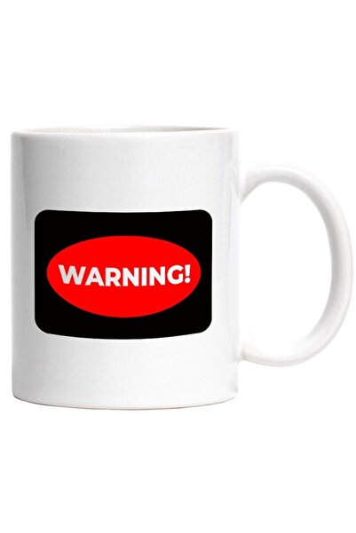 INOVATIX Cana alba personalizata, Mesaj In Engleza Warning, Simbol, Semn, INO...