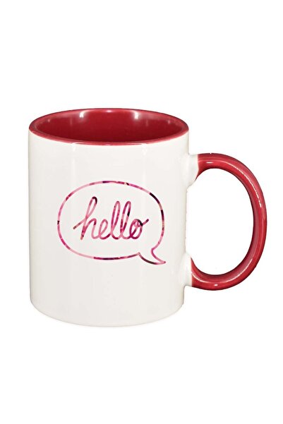 INOVATIX Cana alba personalizata, Hello, interior rosu, D390, INOVATIX®. 330ml
