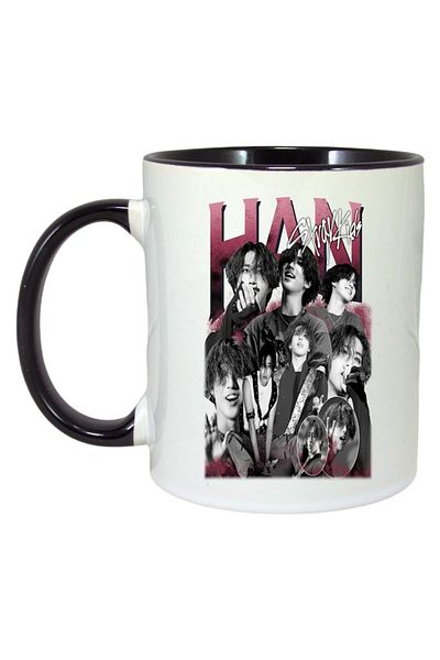 INOVATIX Personalized White Mug, Band/Trophy Han, Black Handle and Interior, ®. 330ml