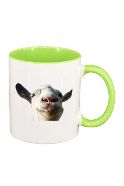 INOVATIX Personalized white mug, Lama, light green interior, D178, INOVATIX®. 330ml