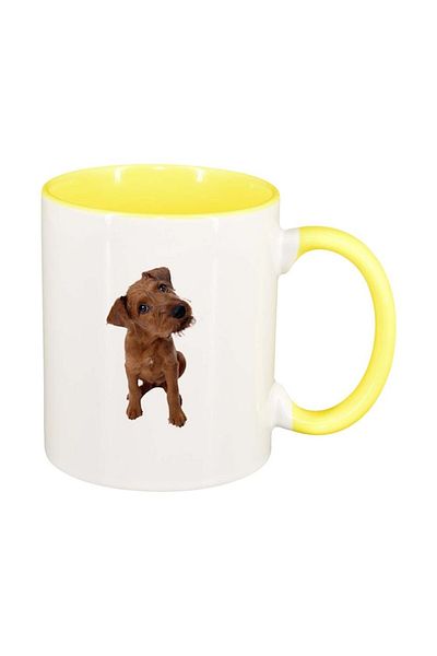 INOVATIX Personalized white mug, Dog, yellow interior, D351, INOVATIX®. 330ml