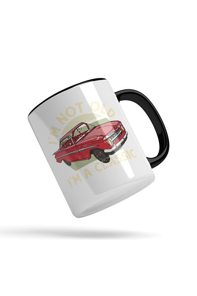 INOVATIX Personalized white mug, I'm not Old, I'm a Classic, Car, with Black Handle, INOVATIX®. 330ml