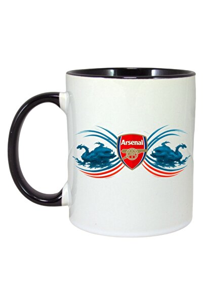 INOVATIX Εξατομικευμένη Λευκή Κούπα, Arsenal Fc Αγγλίας, Μαύρη Λαβή και Εσωτε...