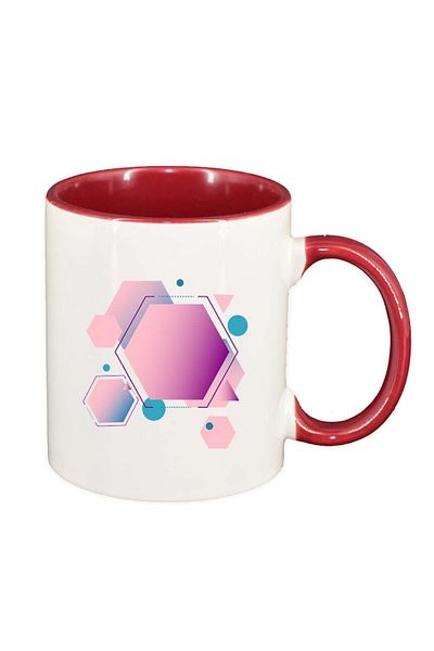 INOVATIX Personalized white mug, Shapes, red interior, D344, INOVATIX®. 330ml