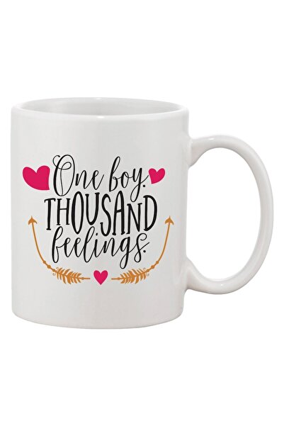INOVATIX Cană albă personalizată, personalizată „Un băiat. Mii de sentimente....