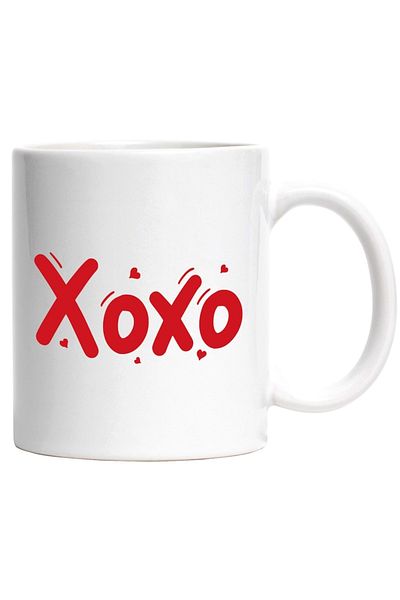 INOVATIX Personalized white mug, hearts and Xoxo - kisses, INOVATIX®. 330ml