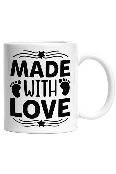 INOVATIX Personalized white mug, stars and the letter Made with love - created with love, INOVATIX®. 330ml
