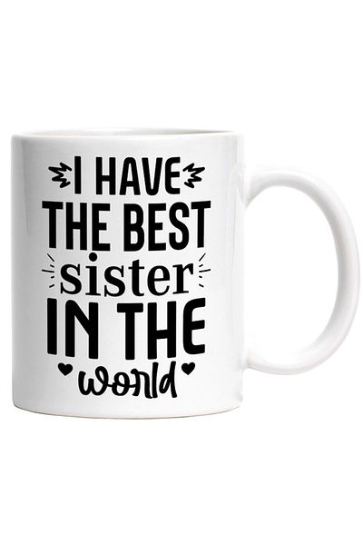INOVATIX Personalized white mug, heart message I have the best sister in the world, INOVATIX®. 330ml