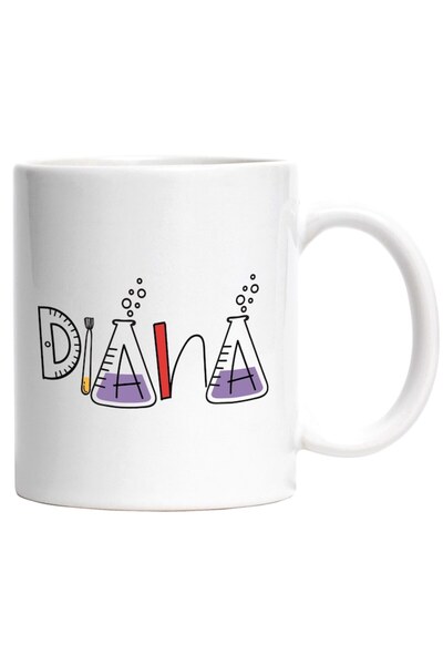 INOVATIX Cana alba personalizata, Numele Diana, Scoala, Chimie, Materii, Alge...