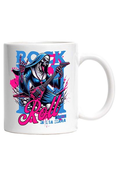 INOVATIX Personalized white mug, Rock N Roll Will Not Die, INOVATIX®. 330ml