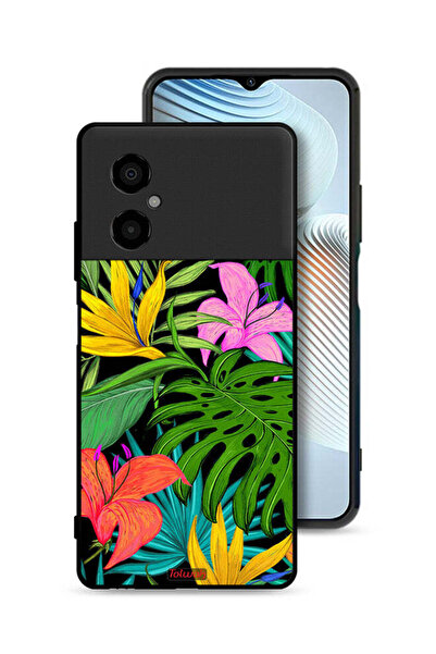 Tolwak Xiaomi Poco M4 5G Protective Case Cover Pattern Tropical Flowers Leaves