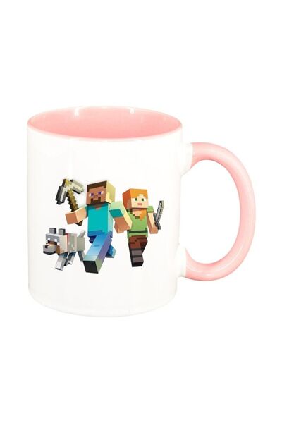 INOVATIX Cana alba personalizata, Minecraft, interior roz, D1468, INOVATIX®. ...