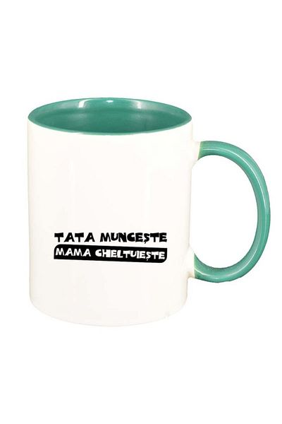INOVATIX Personalized white mug, Tata, green interior, D89, INOVATIX®. 330ml