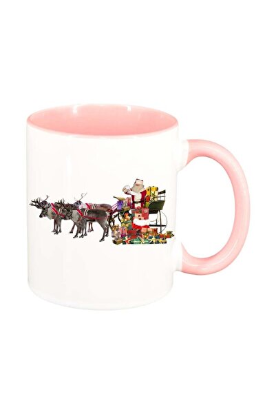 INOVATIX Cana alba personalizata, Mos Craciun, interior roz, D168, INOVATIX®....