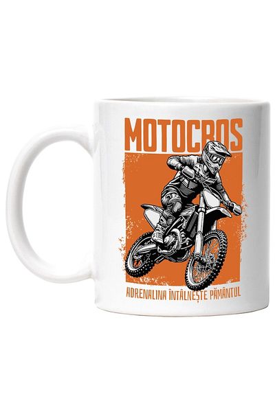 INOVATIX Personalized white mug, Man on motocross, adrenaline lovers, INOVATIX®. 330ml