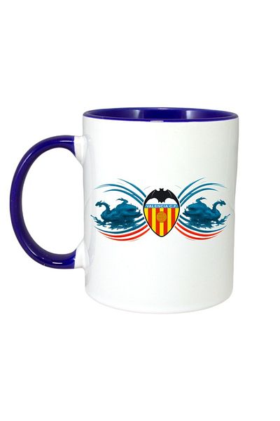 INOVATIX Cana Alba Personalizata, Valencia_cf Spania, Maner Si Interior Albastru, ®. 330ml